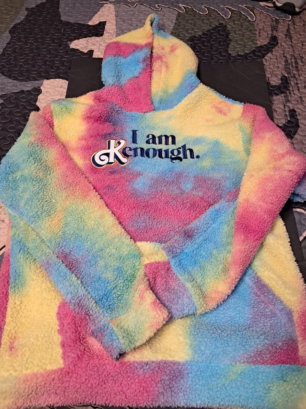 Barbie Multicolor Tie-Dye Sherpa Hoodie - Pastel Rainbow